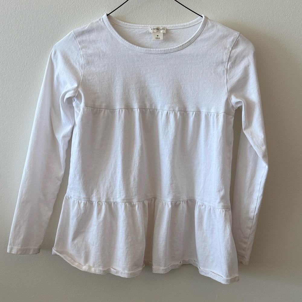Crewcuts J Crew White Long Sleeve Peplum Top Kids Medium